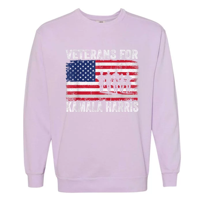 Veterans For Kamala Harris 2024 Election Usa Flag Military Garment-Dyed Sweatshirt