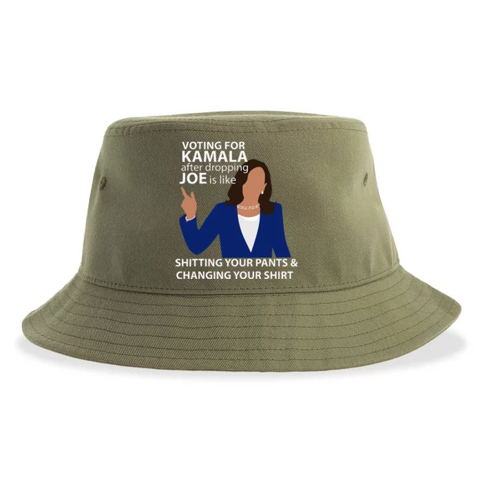 Voting For Kamala After Dropping Joe Is Like Shitting Sustainable Bucket Hat