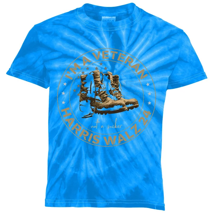 Veterans For Kamala Harris Tim Walz 2024 Kids Tie-Dye T-Shirt