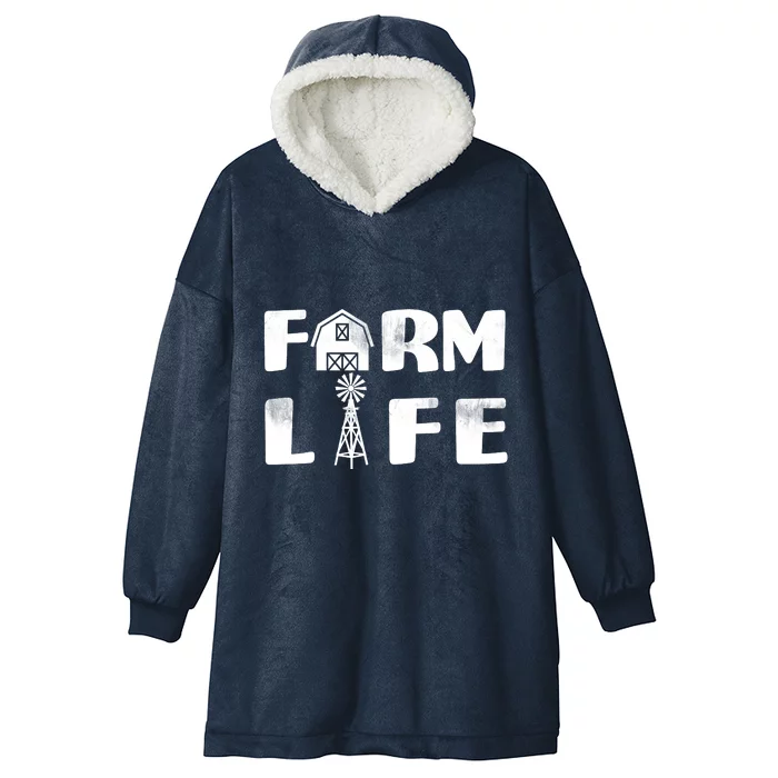 Vintage Farm Life, Man I Love Farming Hooded Wearable Blanket