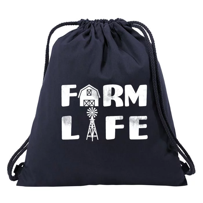 Vintage Farm Life, Man I Love Farming Drawstring Bag