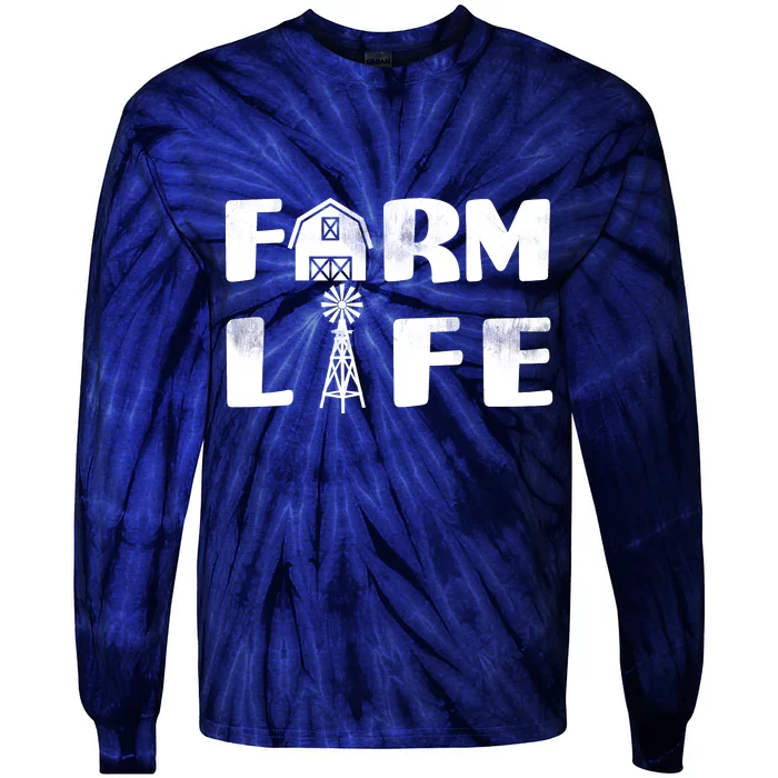 Vintage Farm Life, Man I Love Farming Tie-Dye Long Sleeve Shirt