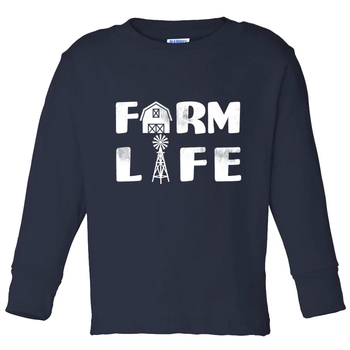 Vintage Farm Life, Man I Love Farming Toddler Long Sleeve Shirt