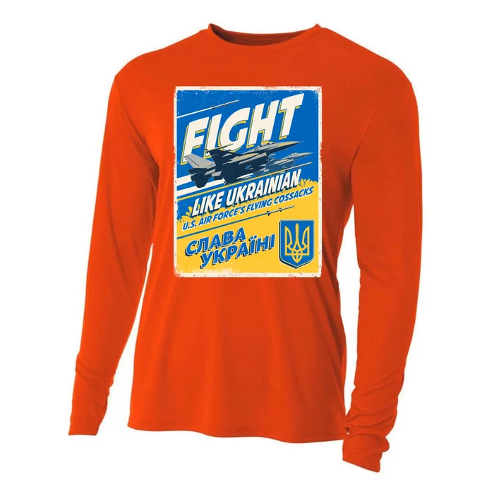 Vintage FIGHT Like Ukrainian US AIR Force's Flying Cossacks Poster Cooling Performance Long Sleeve Crew