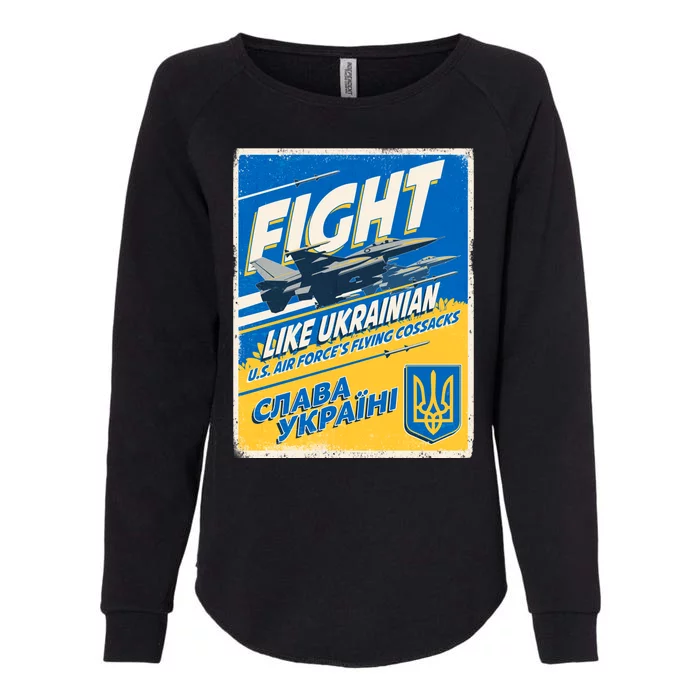 Vintage FIGHT Like Ukrainian US AIR Force's Flying Cossacks Poster Womens California Wash Sweatshirt