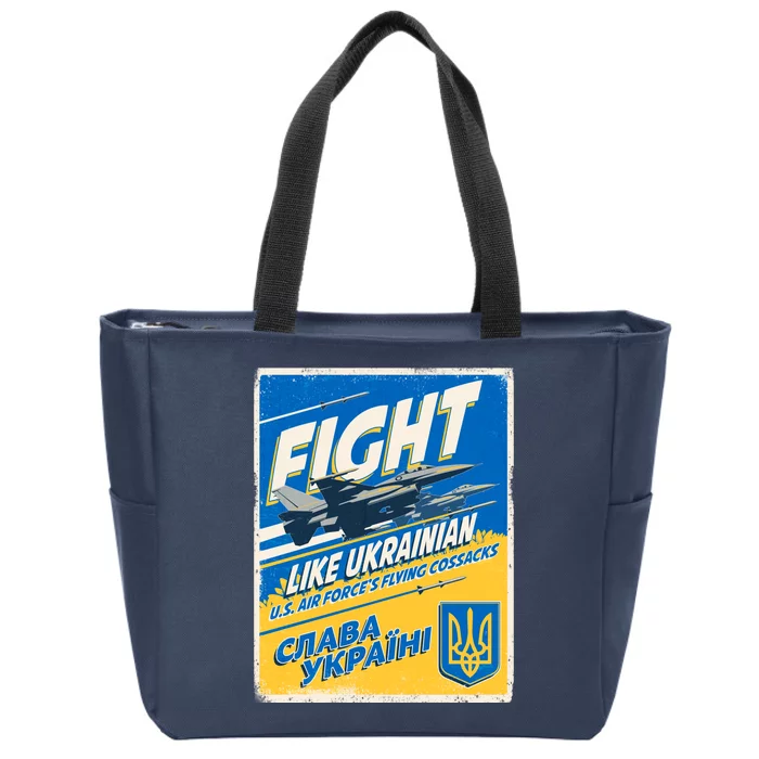 Vintage FIGHT Like Ukrainian US AIR Force's Flying Cossacks Poster Zip Tote Bag