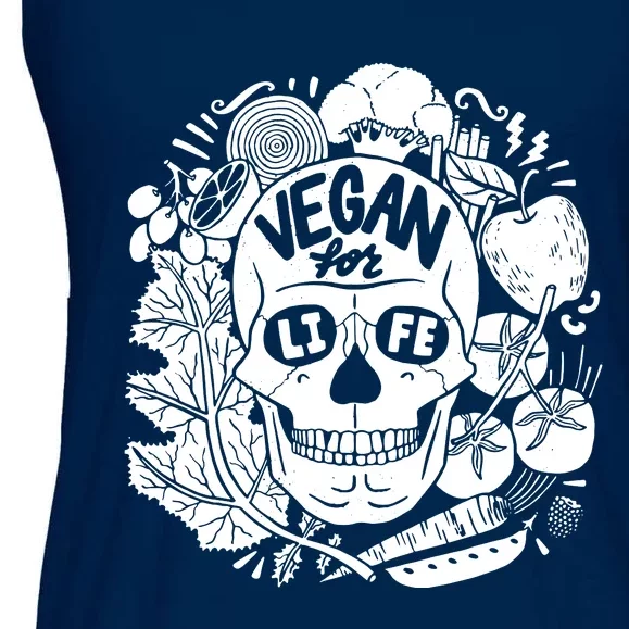 Vegan For Life Skull Vegan Clothing Ladies Essential Flowy Tank