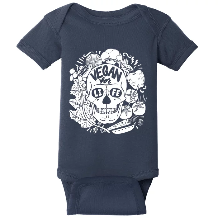 Vegan For Life Skull Vegan Clothing Baby Bodysuit