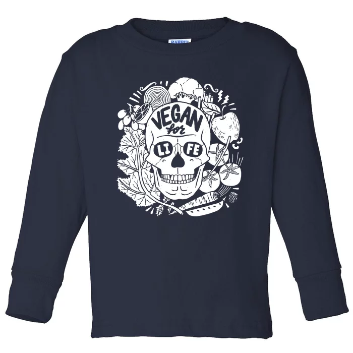 Vegan For Life Skull Vegan Clothing Toddler Long Sleeve Shirt