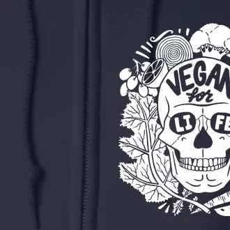 Vegan For Life Skull Vegan Clothing Full Zip Hoodie