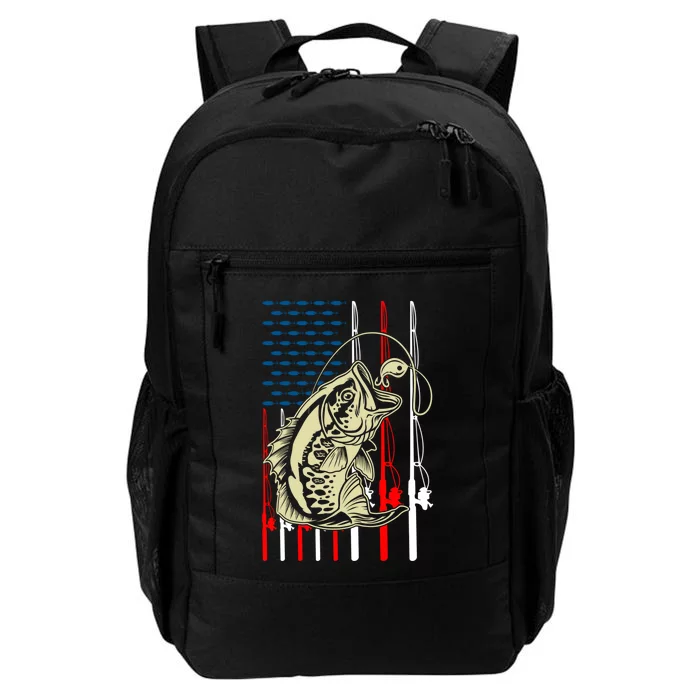 Vintage Fishing Lover Bass Fisherman Fishing American Flag Daily Commute Backpack