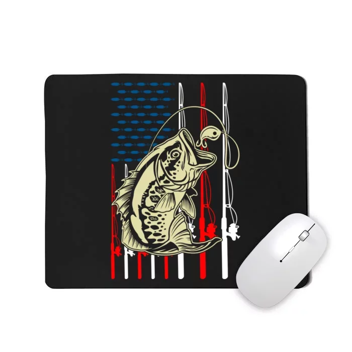 Vintage Fishing Lover Bass Fisherman Fishing American Flag Mousepad