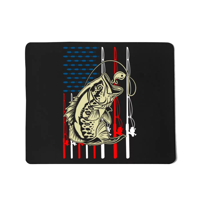 Vintage Fishing Lover Bass Fisherman Fishing American Flag Mousepad