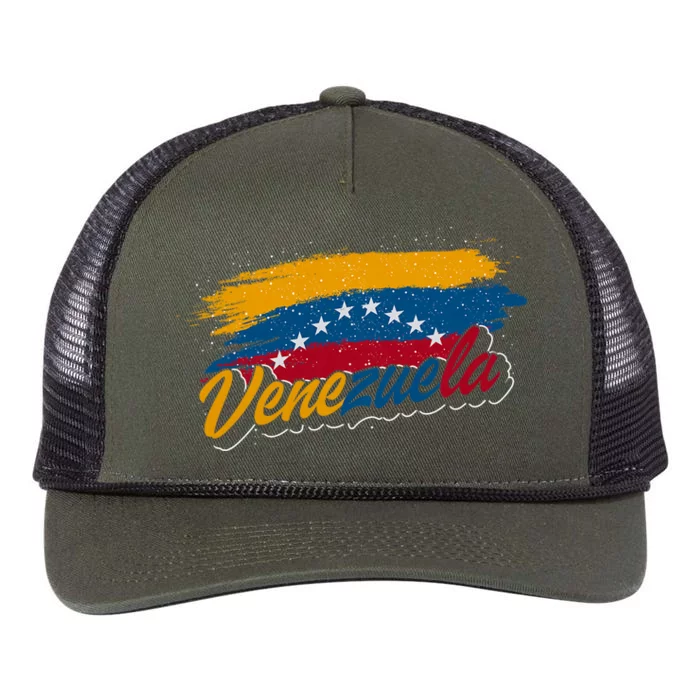 Venezuela Flag Latin America Proud Venezuelan Gift Venezuela Retro Rope Trucker Hat Cap