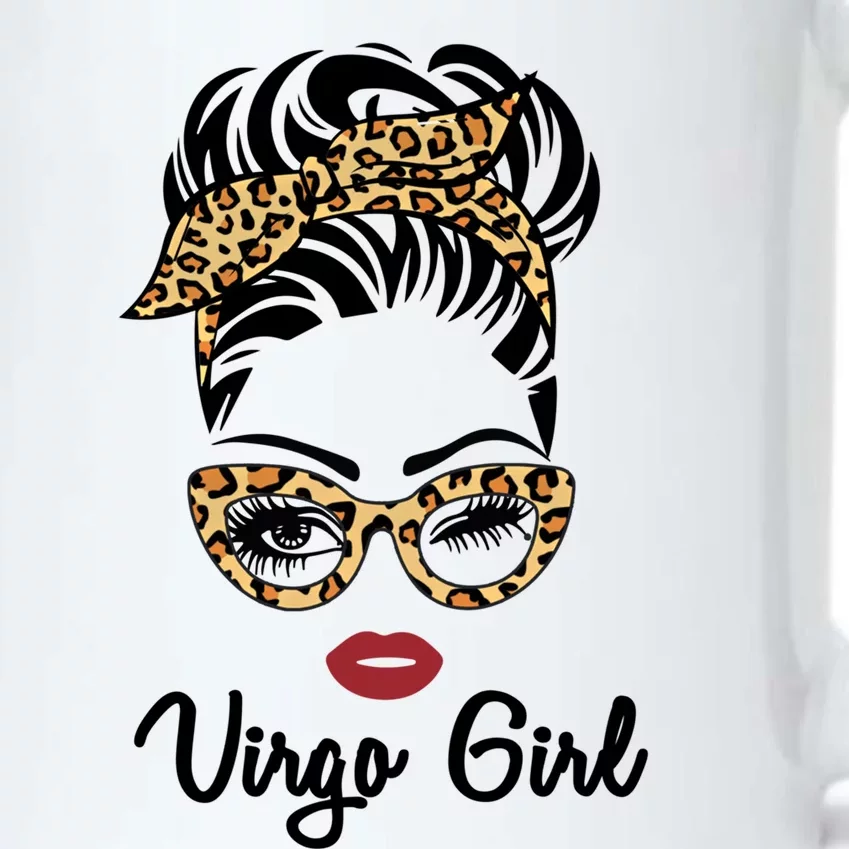 Virgo Face Leopard Bandana Wink Eye Funny Gift Black Color Changing Mug