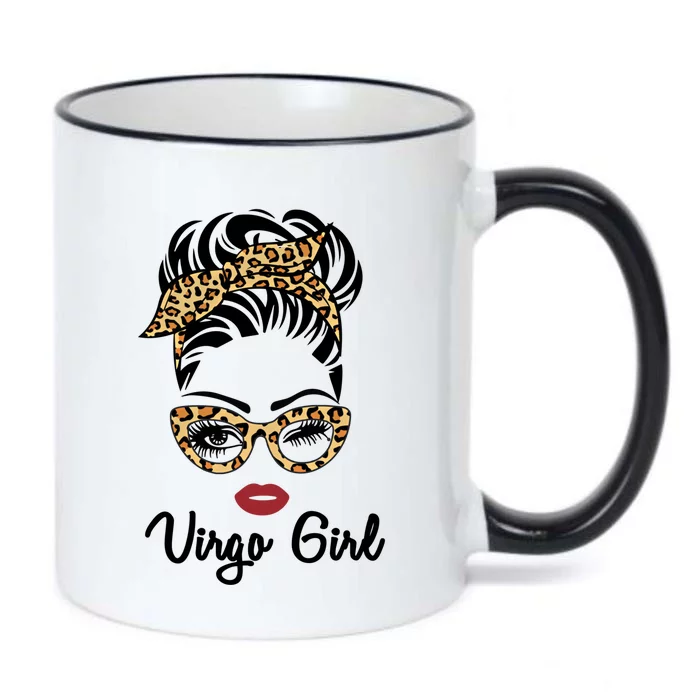 Virgo Face Leopard Bandana Wink Eye Funny Gift Black Color Changing Mug