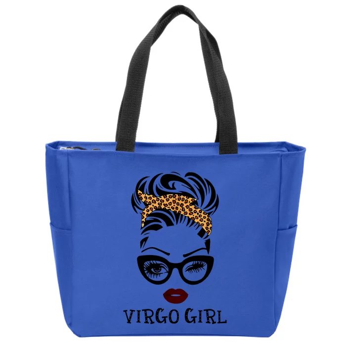 Virgo Face Leopard Bandana Wink Eye Gift Zip Tote Bag