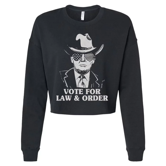 Vote for Law And Order 2024 Trump, USA Flag, Republican Vote Cropped Pullover Crew