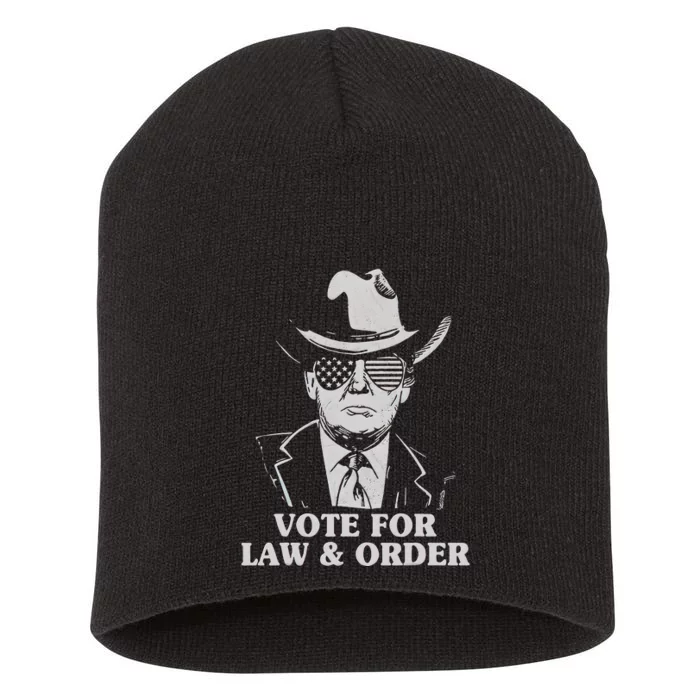 Vote for Law And Order 2024 Trump, USA Flag, Republican Vote Short Acrylic Beanie