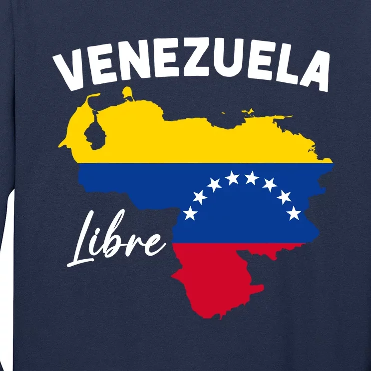 Venezuela Flag Map Proud American Venezuelan Venezuela Libre Long Sleeve Shirt