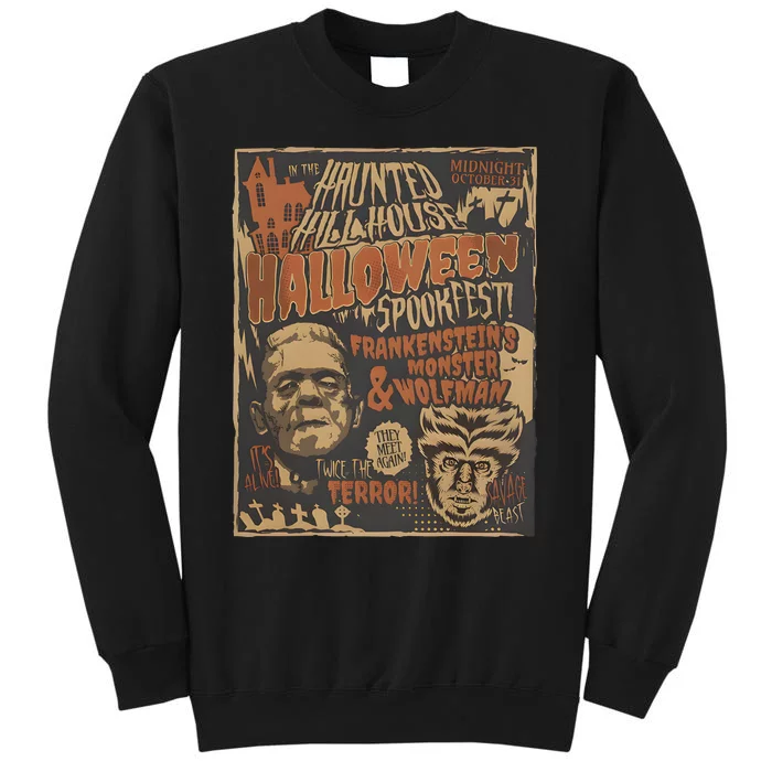 Vintage Frankenstei!ns Monster Meets Wolfman Halloween Tall Sweatshirt