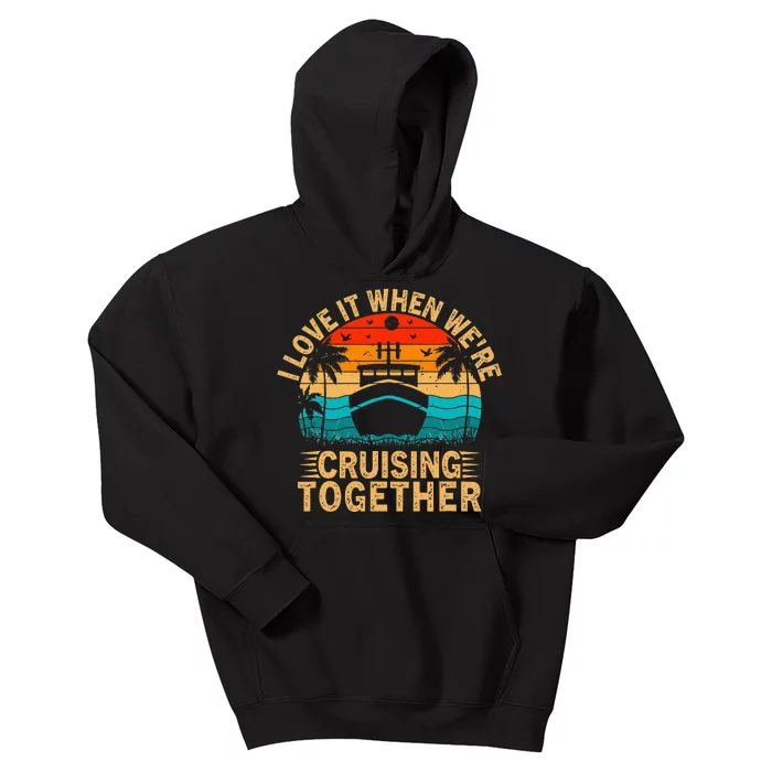 Vintage Family Matching Couple Cruise Ship Cruising Vacation Kids Hoodie