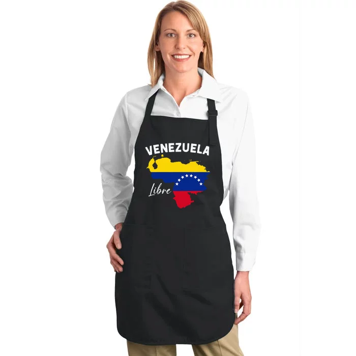 Venezuela Flag Map Proud American Venezuelan Venezuela Libre Full-Length Apron With Pocket