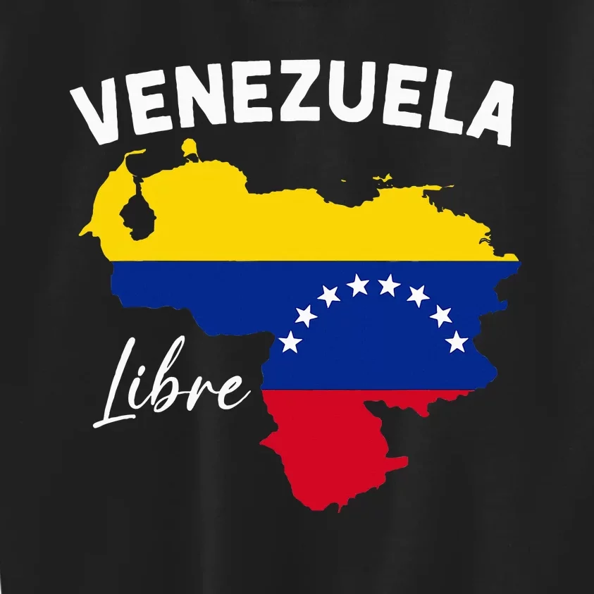 Venezuela Flag Map Proud American Venezuelan Venezuela Libre Kids Sweatshirt