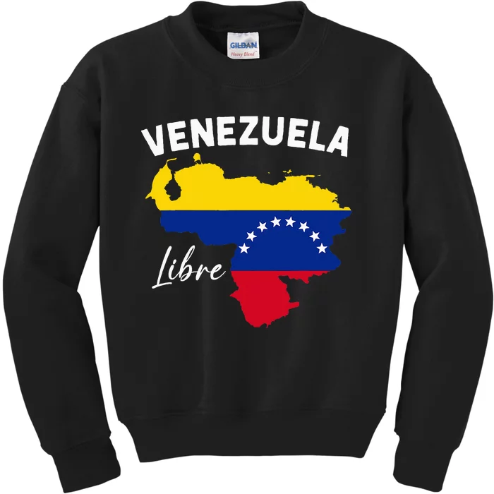 Venezuela Flag Map Proud American Venezuelan Venezuela Libre Kids Sweatshirt