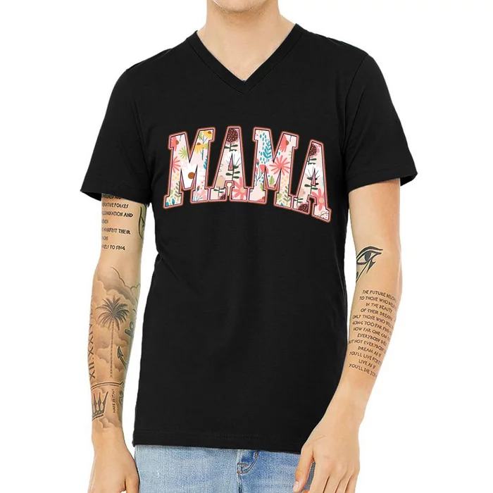 Vintage Floral Mama V-Neck T-Shirt