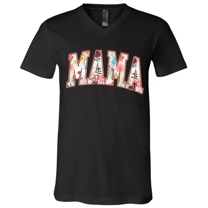 Vintage Floral Mama V-Neck T-Shirt