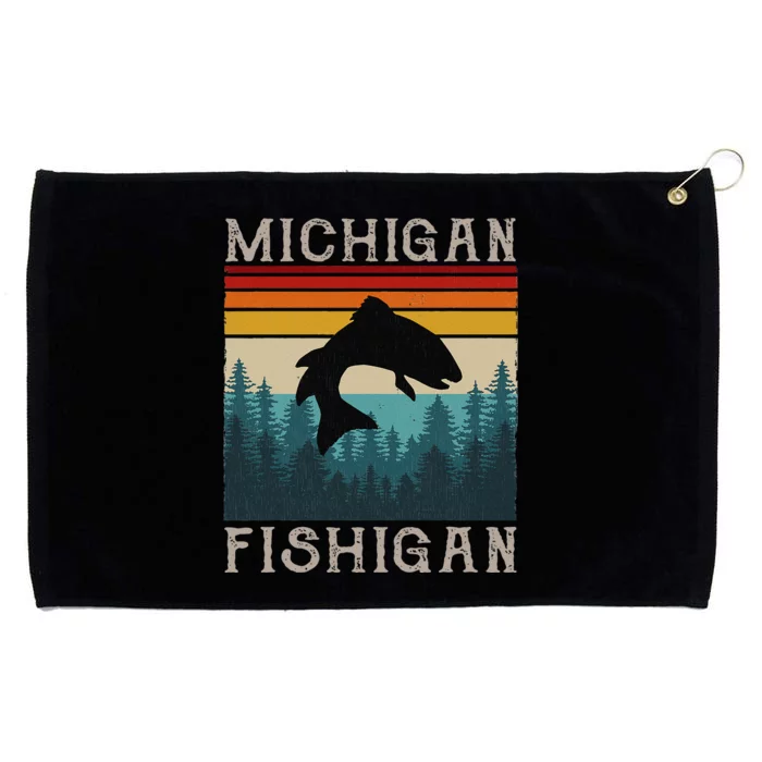 Vintage Fishing Michigan Pun Michigan Fishigan Grommeted Golf Towel