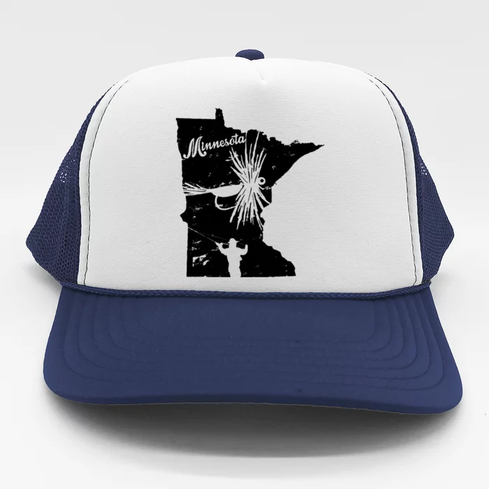 Vintage Fish Minnesota State Map Mn Fly Fishing Trucker Hat
