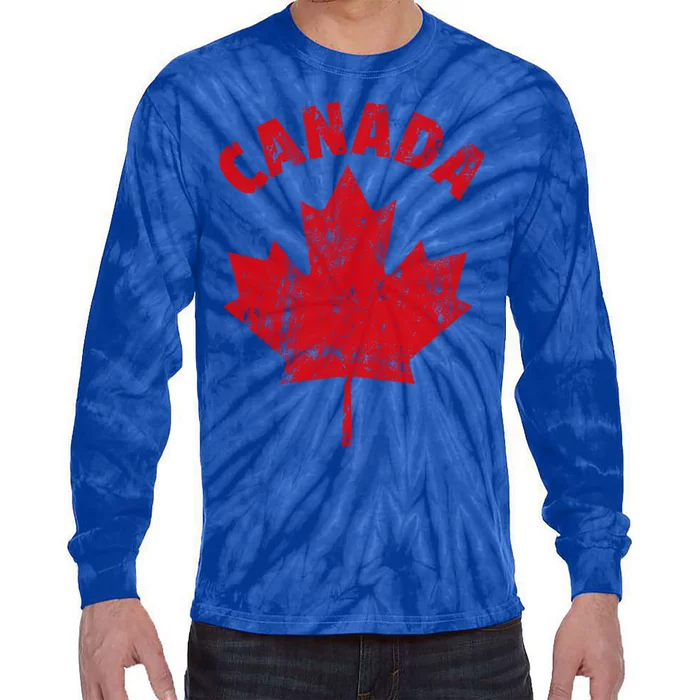 Vintage Flag Of Canada Canadian Funny Gift Novelty Gift Cool Gift Tie-Dye Long Sleeve Shirt