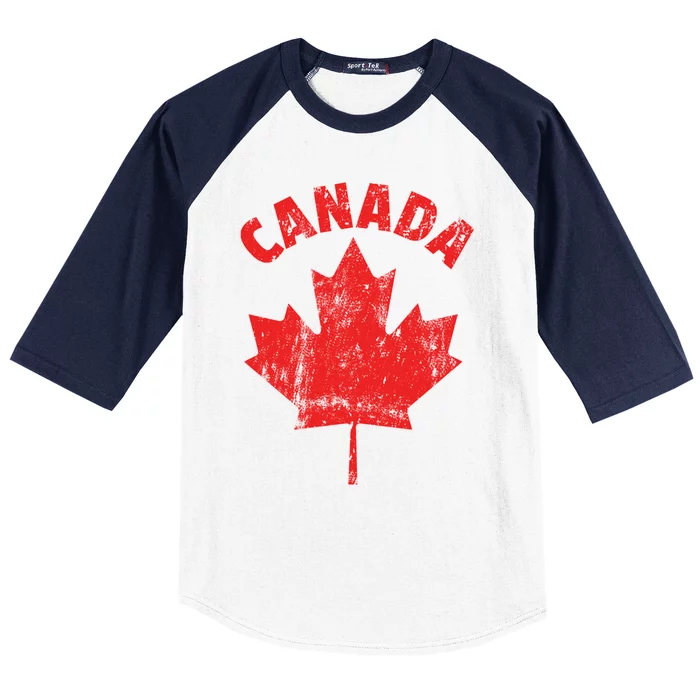 Vintage Flag Of Canada Canadian Funny Gift Novelty Gift Cool Gift Baseball Sleeve Shirt