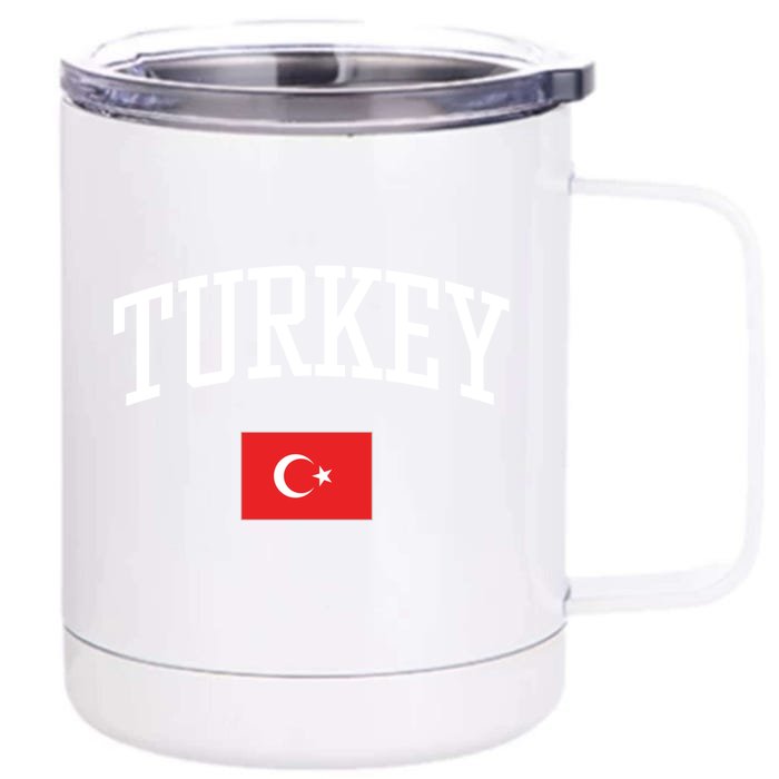 Vintage Flag Of Turkey Love Your Country Meaningful Gift Front & Back 12oz Stainless Steel Tumbler Cup