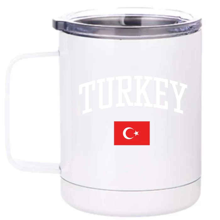 Vintage Flag Of Turkey Love Your Country Meaningful Gift Front & Back 12oz Stainless Steel Tumbler Cup