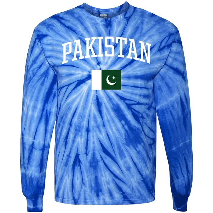 Vintage Flag Of Pakistan Love Your Country Gift Tie-Dye Long Sleeve Shirt