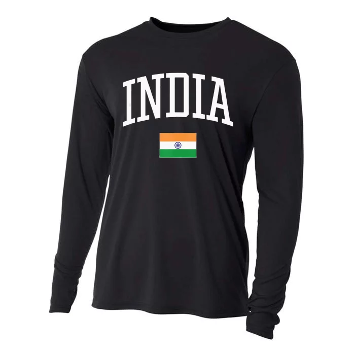 Vintage Flag Of India Love Your Country Cooling Performance Long Sleeve Crew