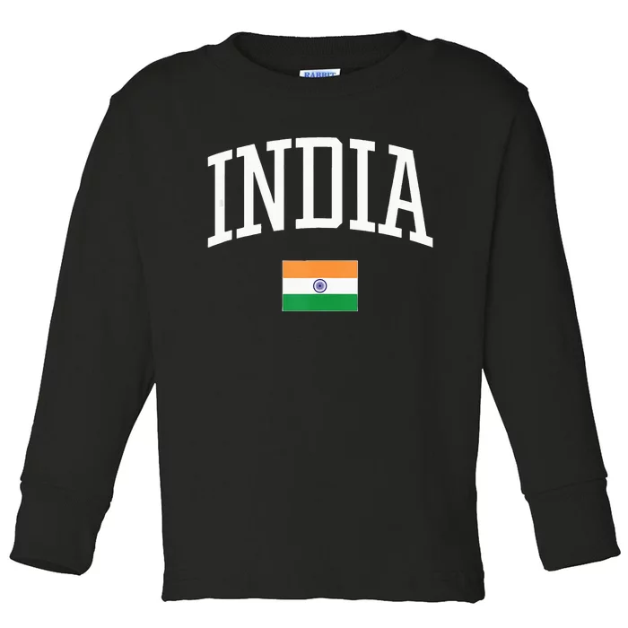 Vintage Flag Of India Love Your Country Toddler Long Sleeve Shirt