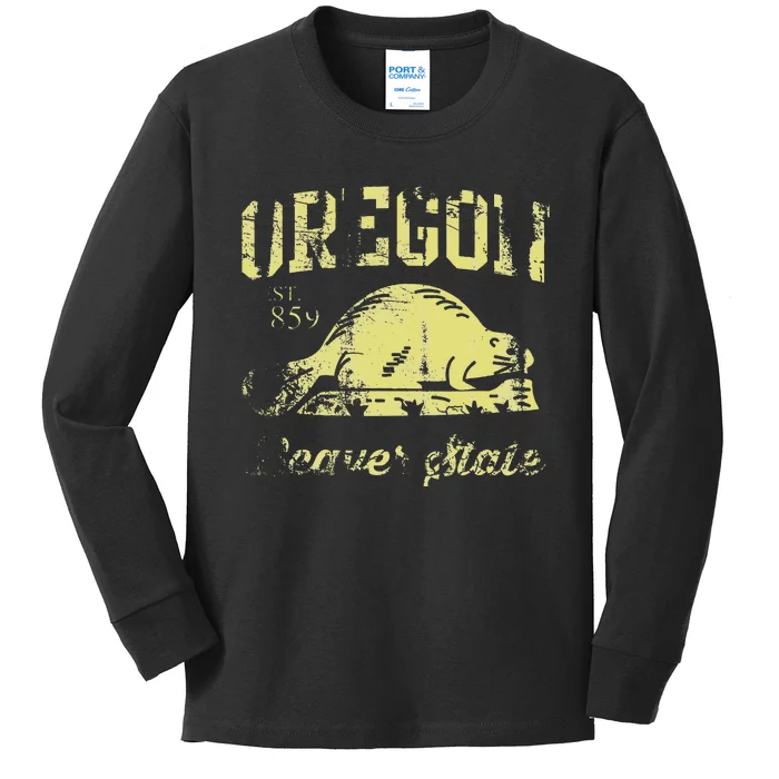 Vintage Fade Oregon Flag Beaver State Travel Men Women Kids Long Sleeve Shirt