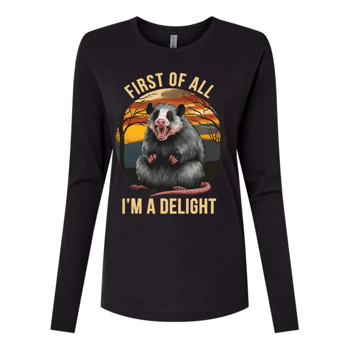 Vintage First Of All IM A Delight Angry Possum Womens Cotton Relaxed Long Sleeve T-Shirt