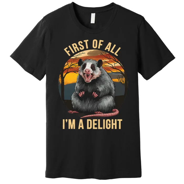 Vintage First Of All IM A Delight Angry Possum Premium T-Shirt