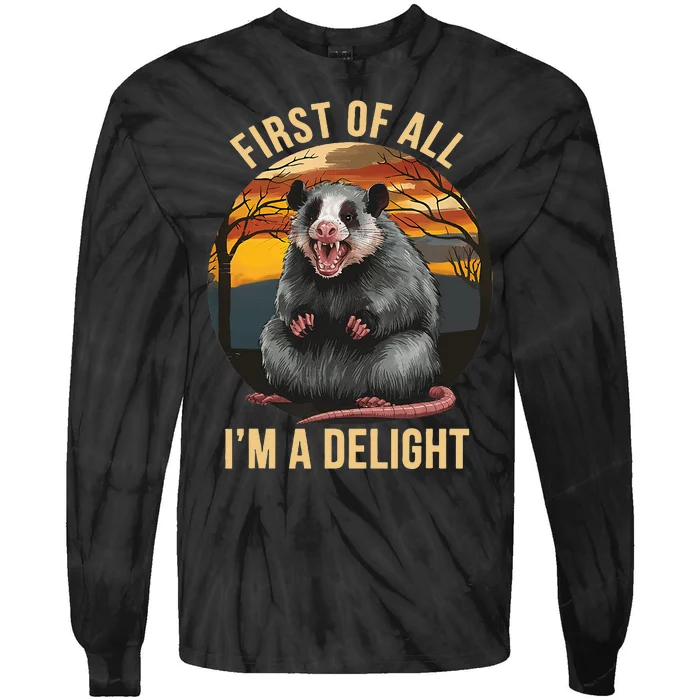 Vintage First Of All IM A Delight Angry Possum Tie-Dye Long Sleeve Shirt