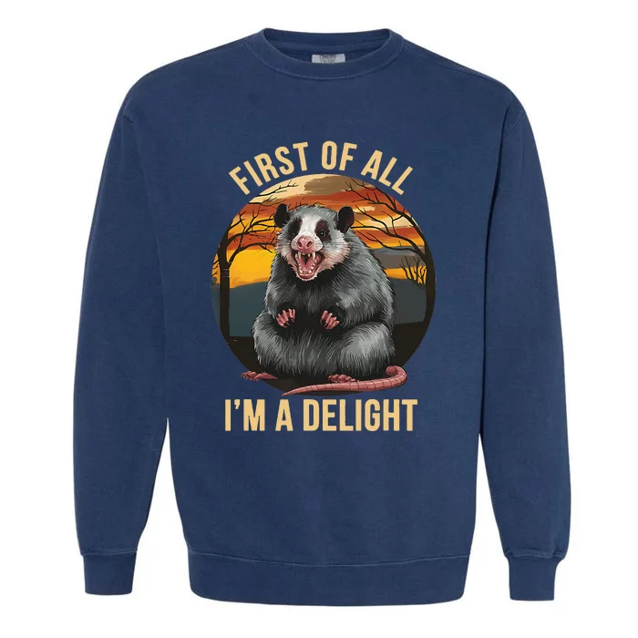 Vintage First Of All IM A Delight Angry Possum Garment-Dyed Sweatshirt