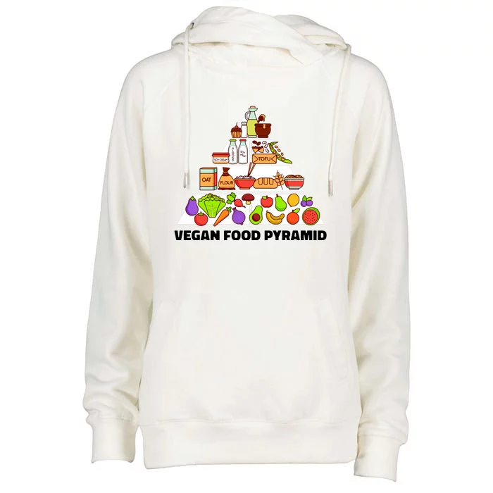 Vegan Food Pyramid Womens Funnel Neck Pullover Hood