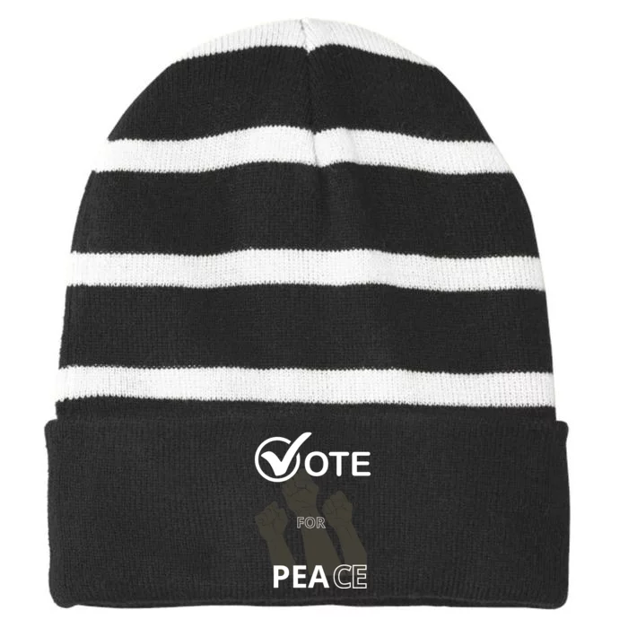 Vote For Peace 2024 Striped Beanie with Solid Band