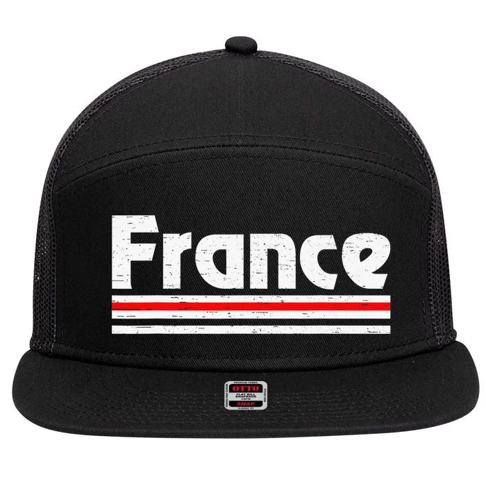 Vintage France Pride French Flag France Lover 7 Panel Mesh Trucker Snapback Hat