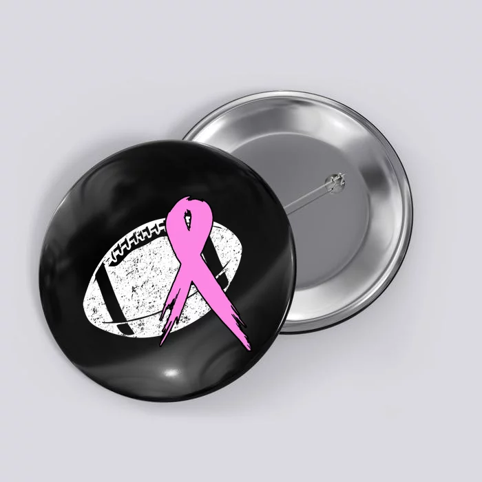 Vintage Football Pink Ribbon Breast Cancer Button