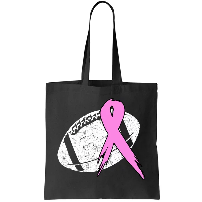 Vintage Football Pink Ribbon Breast Cancer Tote Bag